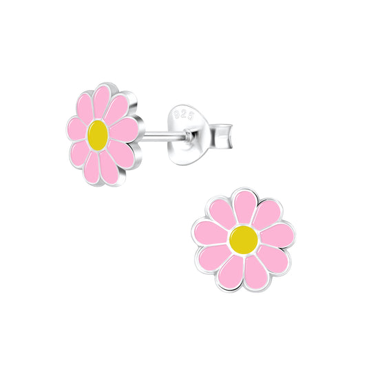 Girls' Sterling Silver Daisy Flower Stud Earrings