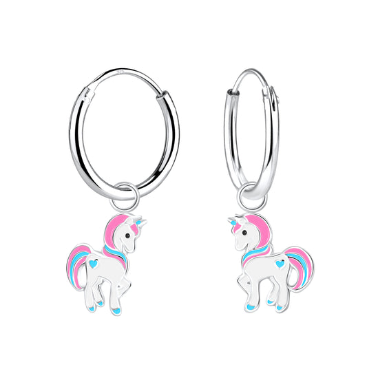 Children's Sterling Silver Unicorn Hoop Earrings