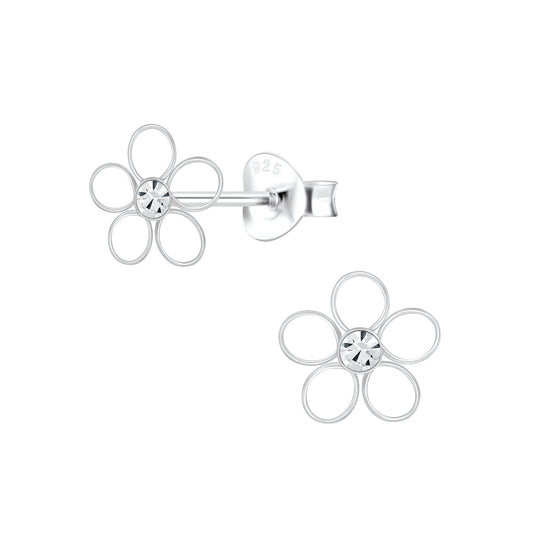 Children's Sterling Silver Flower Crystal Stud Earrings