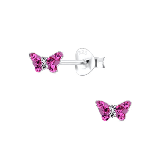 Children's Sterling Silver Butterfly Crystal Stud Earrings
