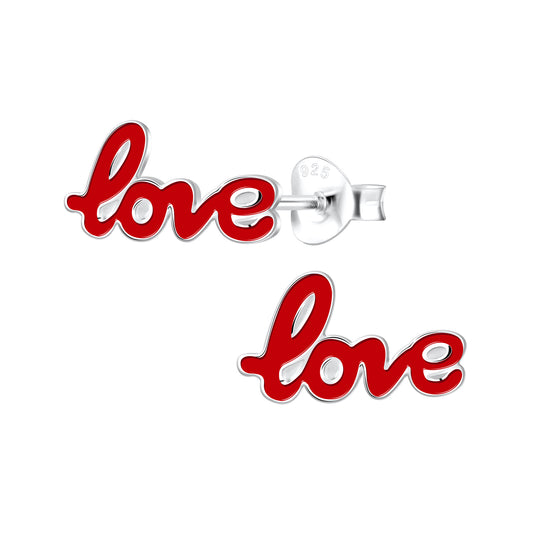 Girls' Sterling Silver Love Stud Earrings